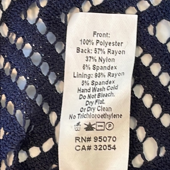 Weston Wear Islington Navy Blue Knit Pencil Dress with Lace Front (S) - Picture 11 of 11